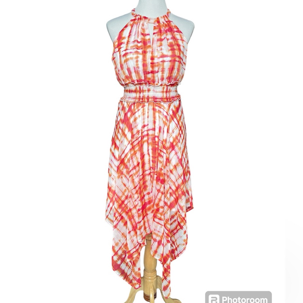 Emma & Michele watercolor tie dye halter top dress